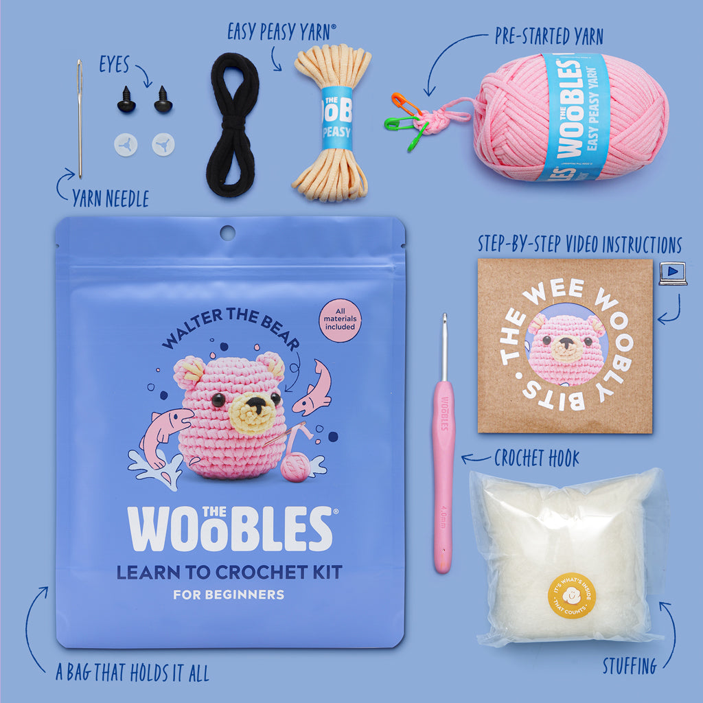 Kibakids - Walter the Bear Pink Crochet Kit