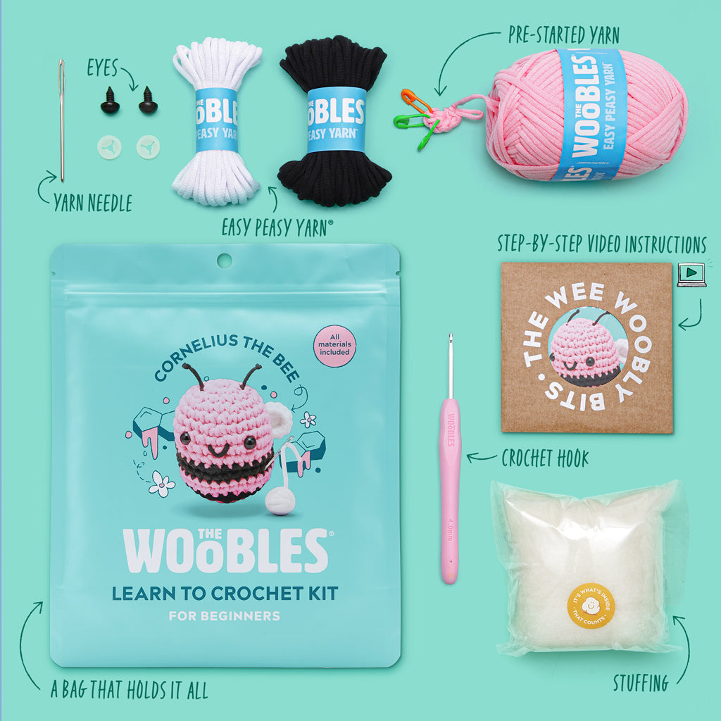 Kibakids - Cornelius the Bee Pink Crochet Kit