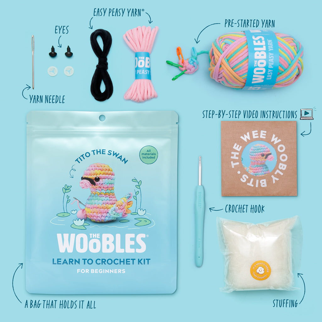 Kibakids - Tito the Swan Pastel Crochet Kit