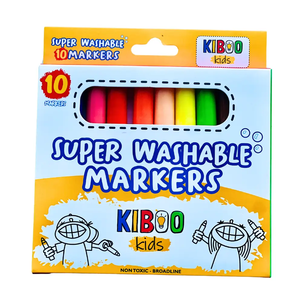 Kiboo Kids - Feutres Super Lavables Pointe Large - Paquet de 10 Couleurs