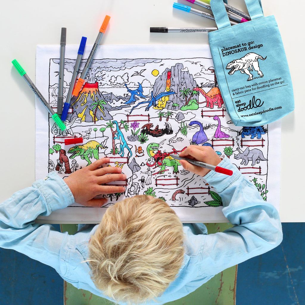 Kibakids - dinosaur placemat to go - party pack of 10