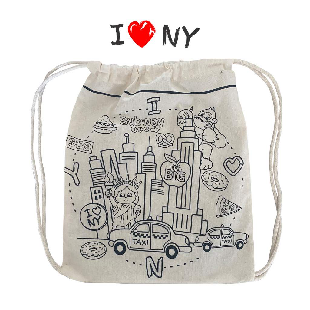 Kiboo Kids - Sac à dos à cordonnet à colorier - I Love NY