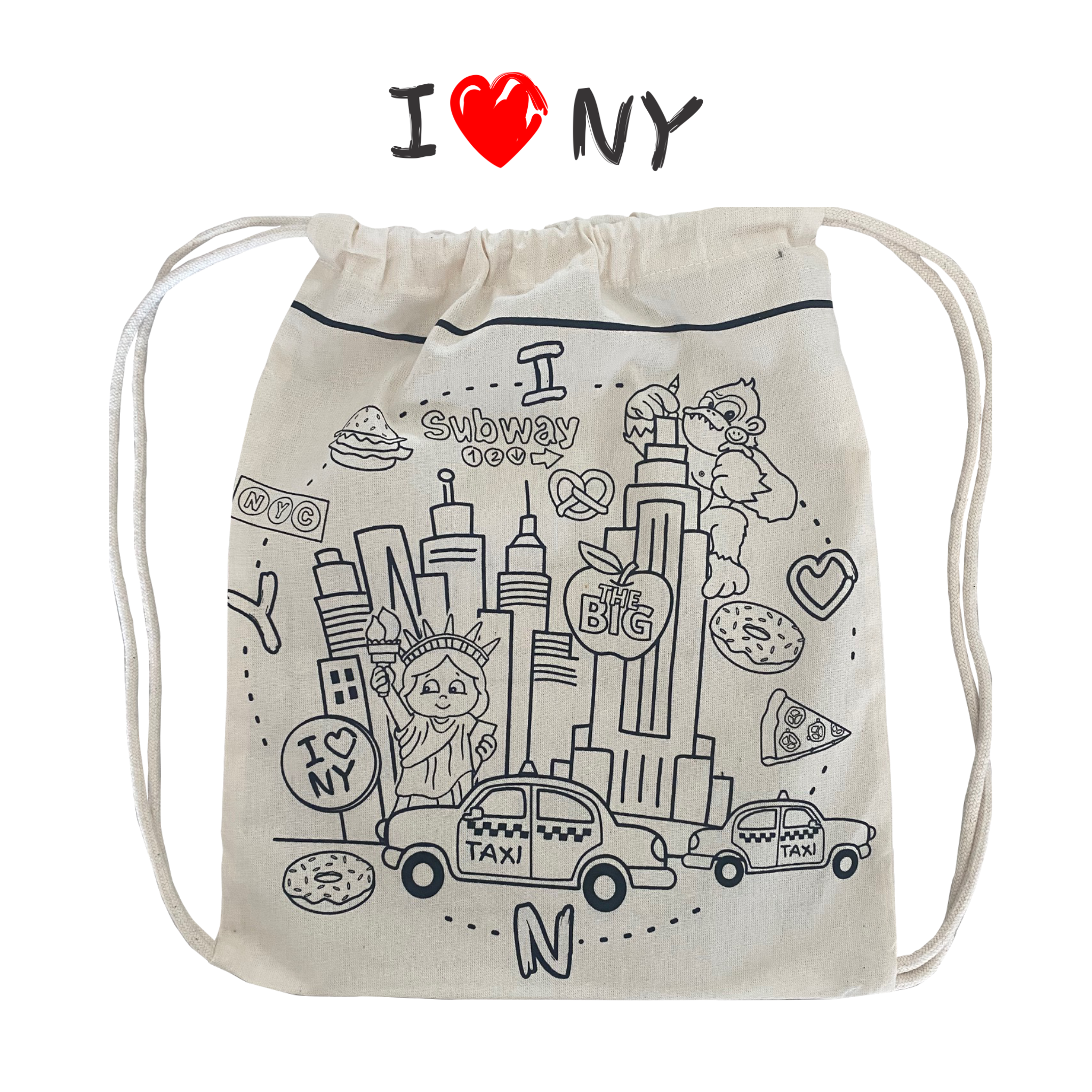 Kiboo Kids - Sac à dos à cordonnet à colorier - I Love NY