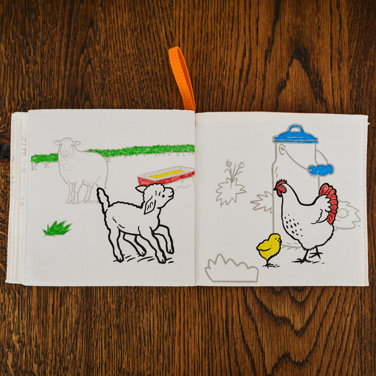 Kibakids - Farmyard Fabric Colouring Book for kids 1 years +