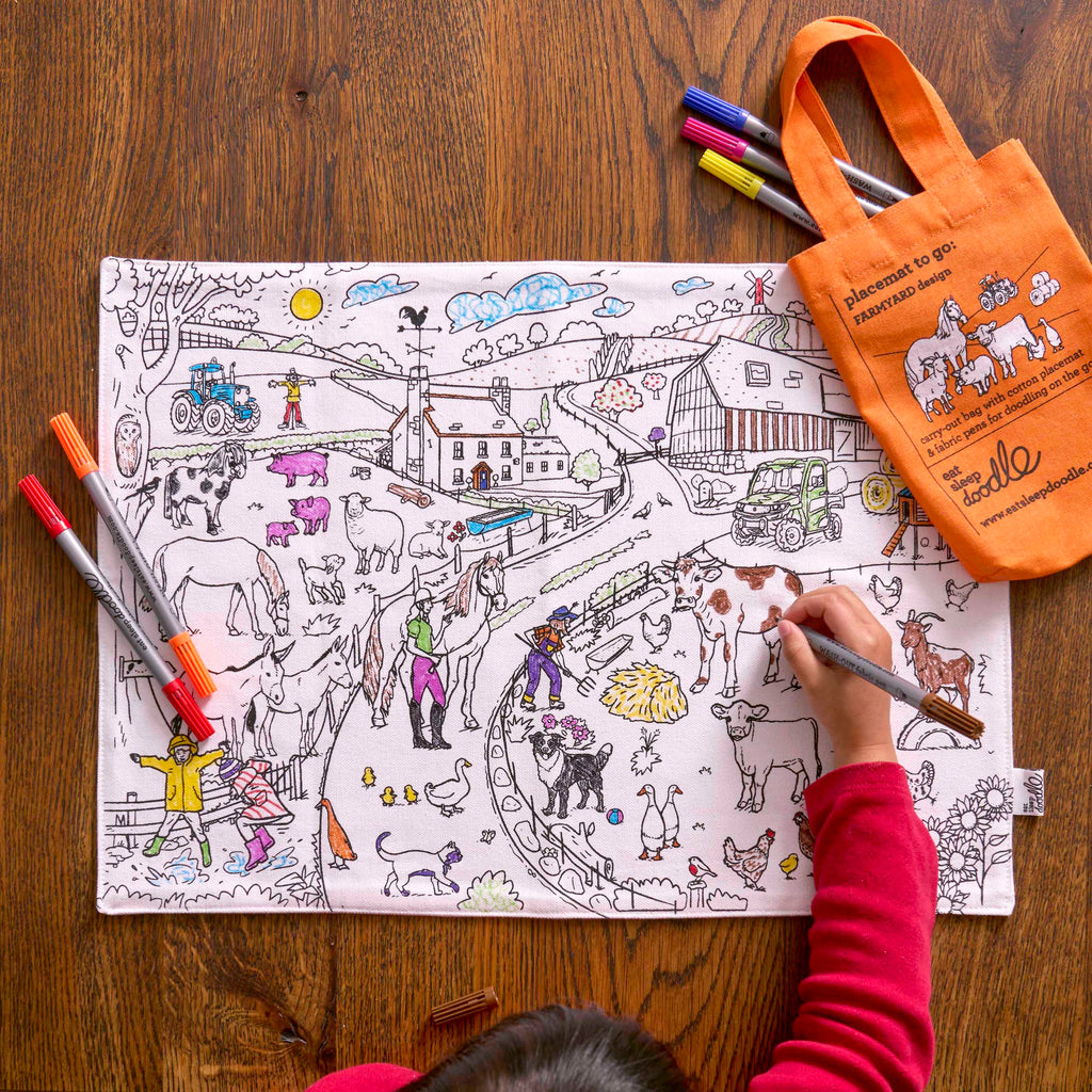Kibakids - colour your own placemat gift bundle