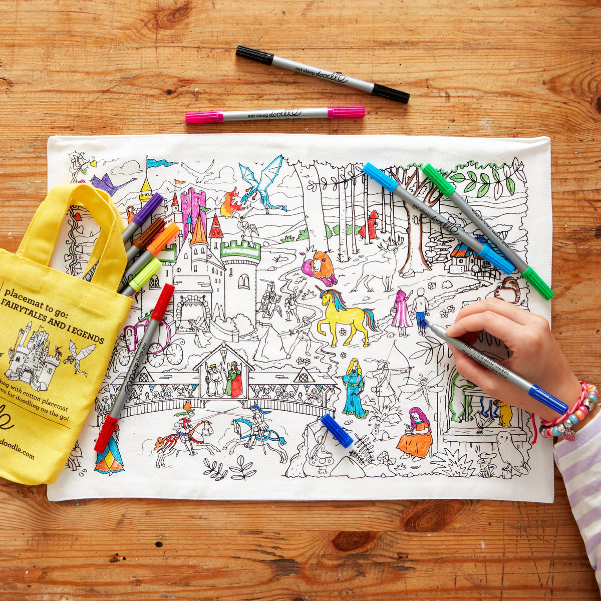 Kibakids - Fairytales & Legends Reusable Colour-In Placemat for Kids