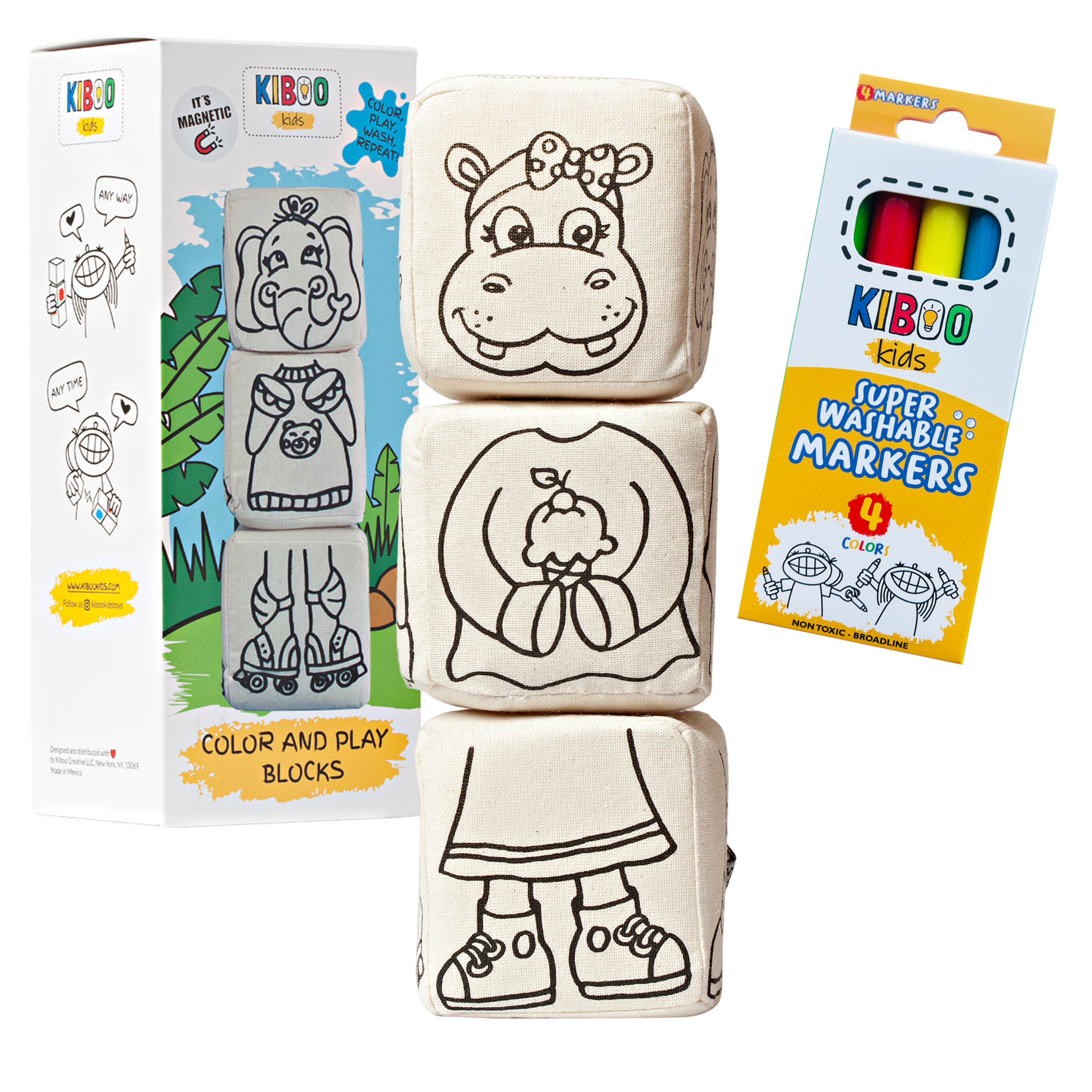 Kiboo Kids - Blocs Magnétiques : Ensemble de Coloriage Animaux