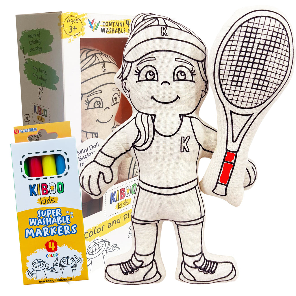 Kiboo Kids - Série Sports : Ensemble de Coloriage Fille Joueuse de Tennis avec Raquette