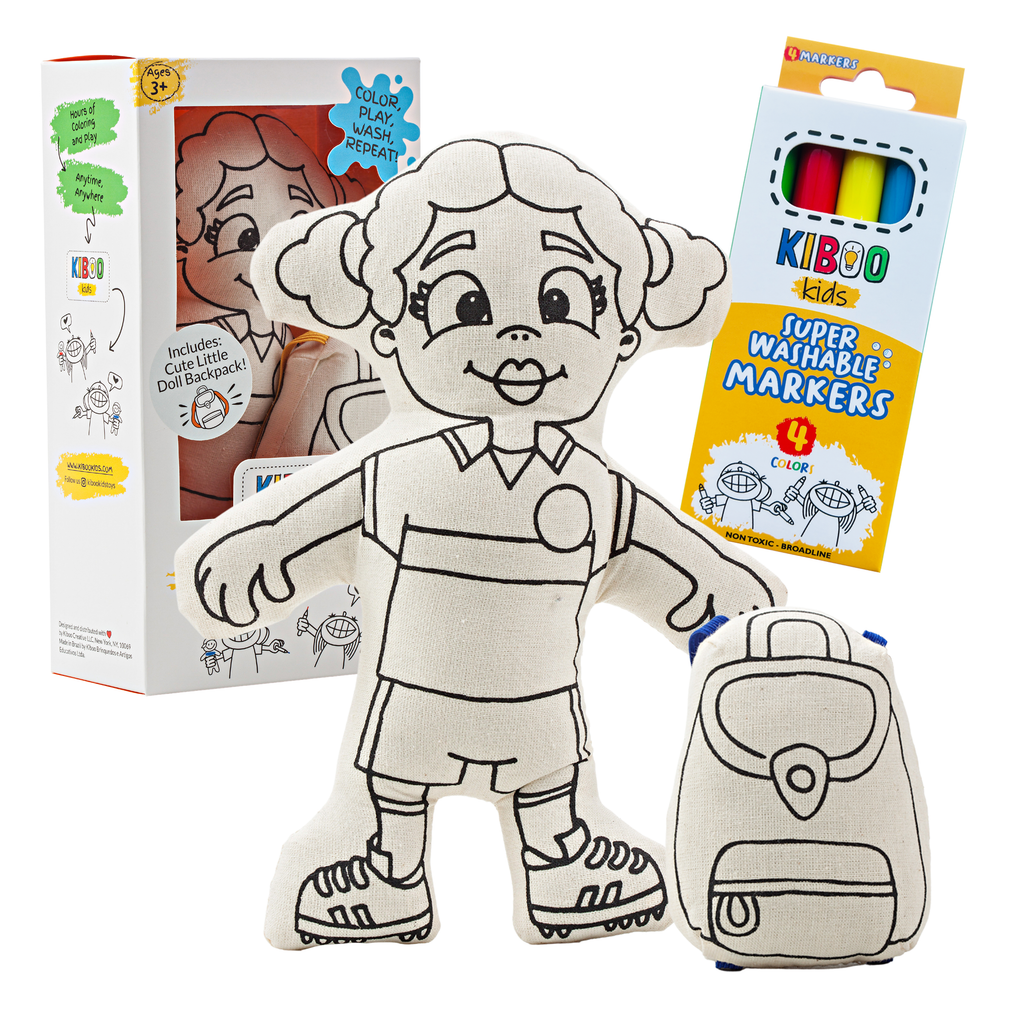 Kiboo Kids - Série Sport : Ensemble de Coloriage Fille Footballeuse avec Tresses