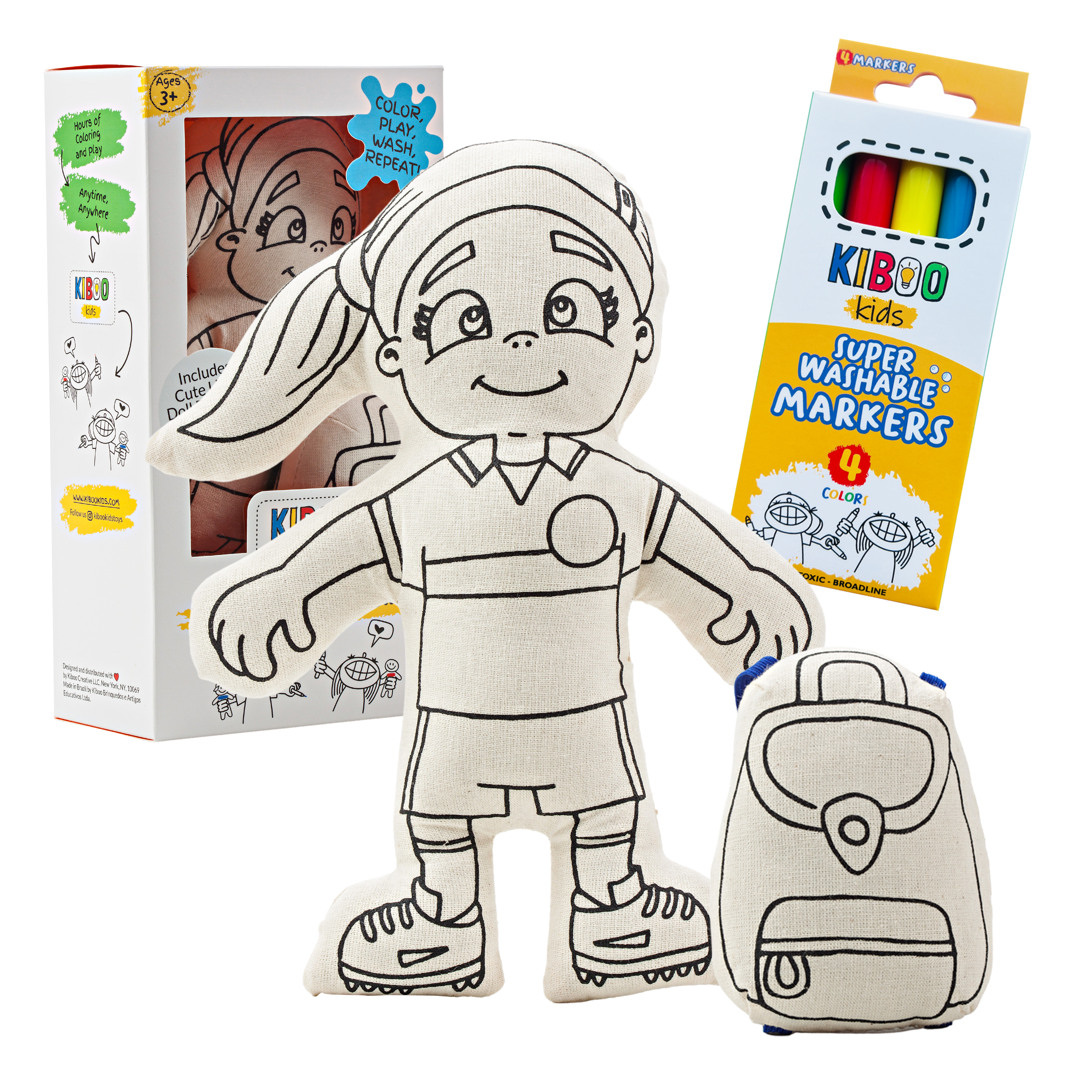 Kiboo Kids - Série Sports : Ensemble de coloriage Fille footballeuse avec queue de cheval