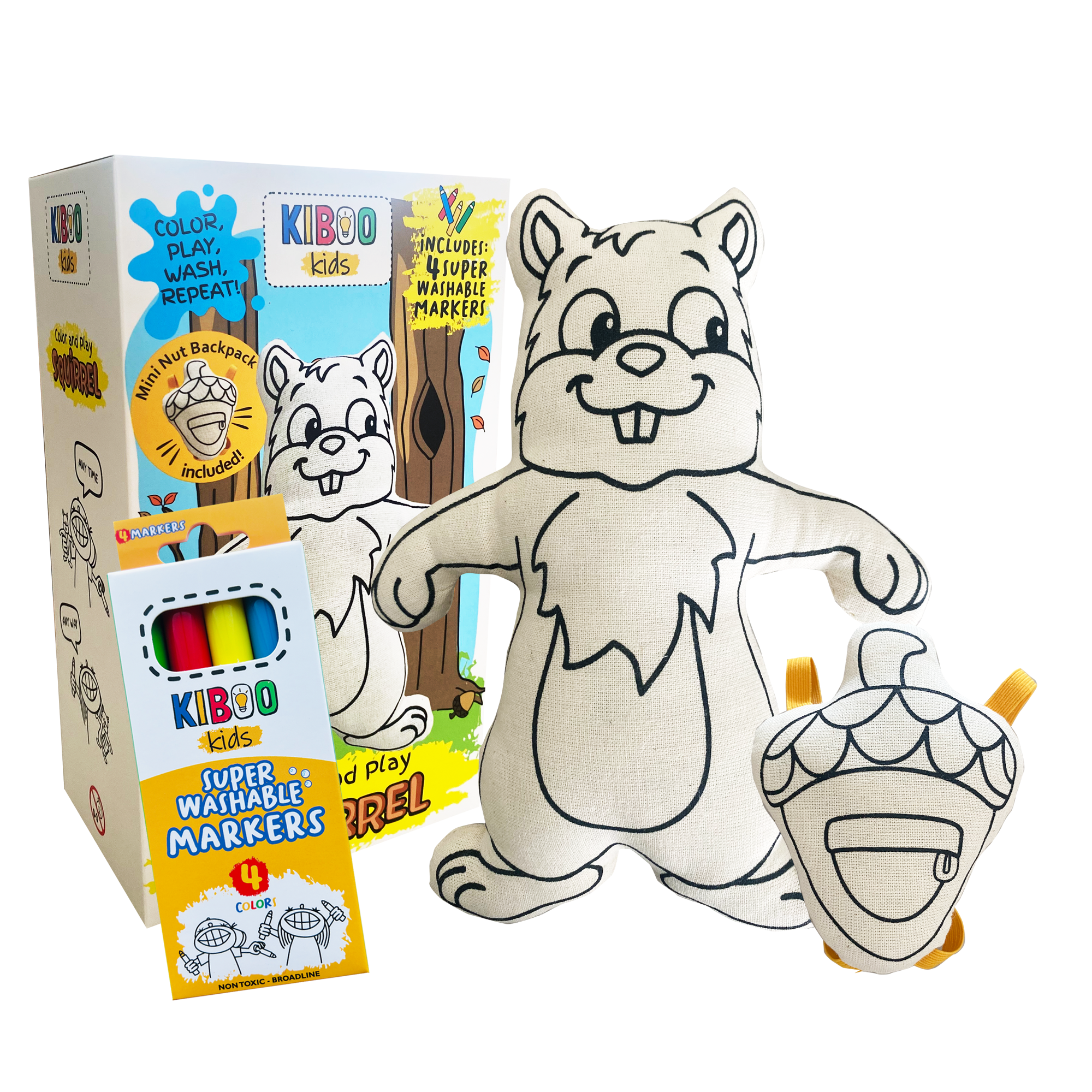 Kiboo Kids - Kit de Coloriage Écureuil avec Sac à Dos Gland