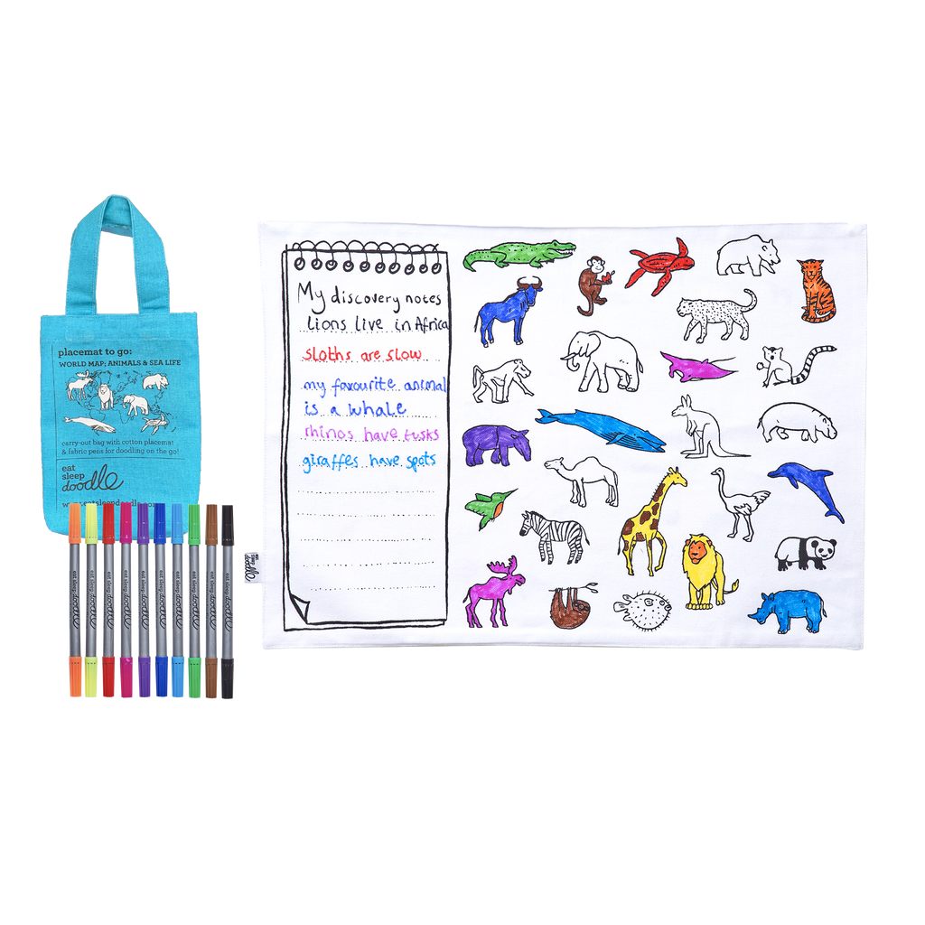 Kibakids - world map placemat to go - party pack of 10