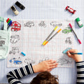 Kibakids - Cars, Trucks & Tractors Reusable Colour-In Placemat for Kids