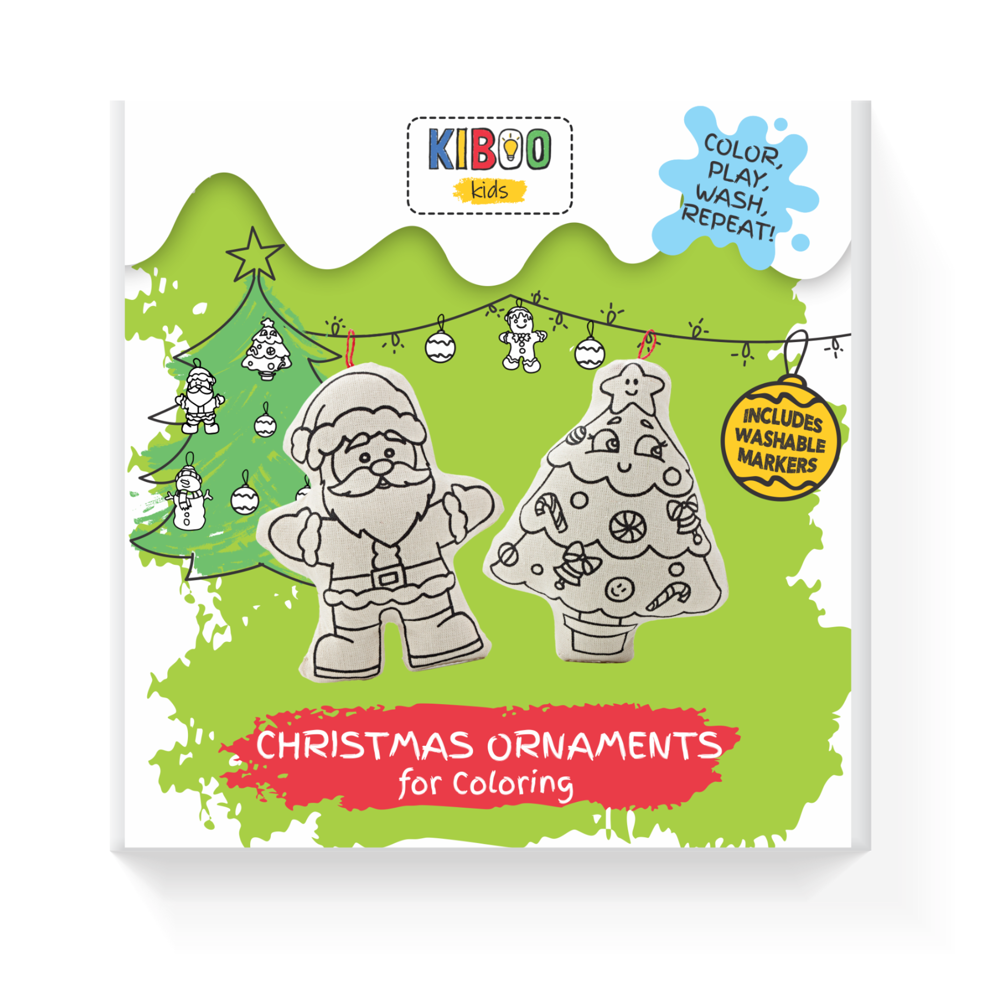 Kiboo Kids - Duo de décorations de Noël - Kit de coloriage Père Noël et sapin