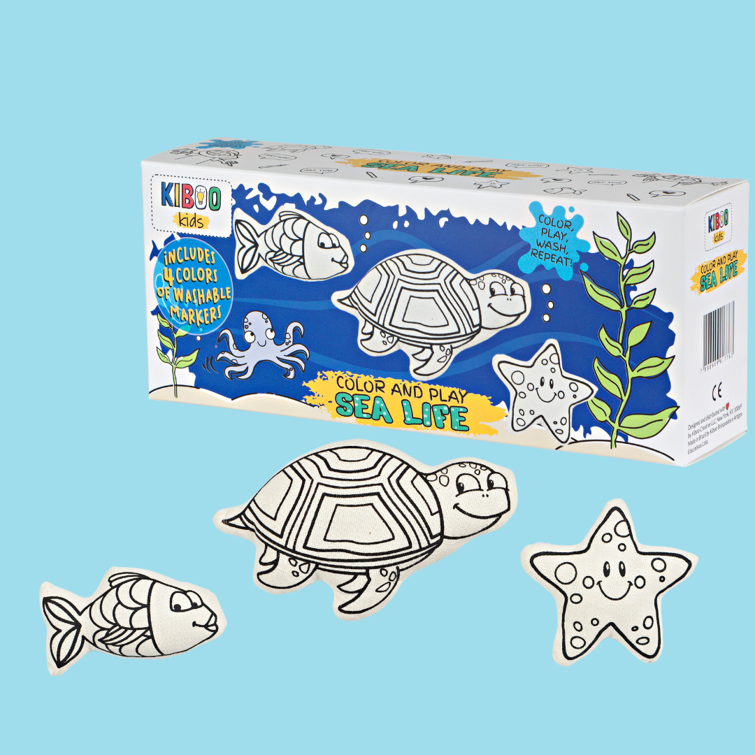 Kiboo Kids - Kit de coloriage Trio Vie marine - Étoile de mer, tortue et poisson
