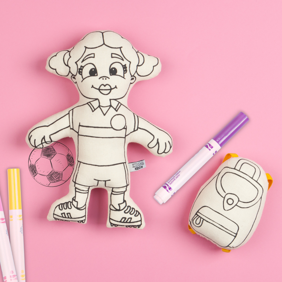 Kiboo Kids - Série Sport : Ensemble de Coloriage Fille Footballeuse avec Tresses