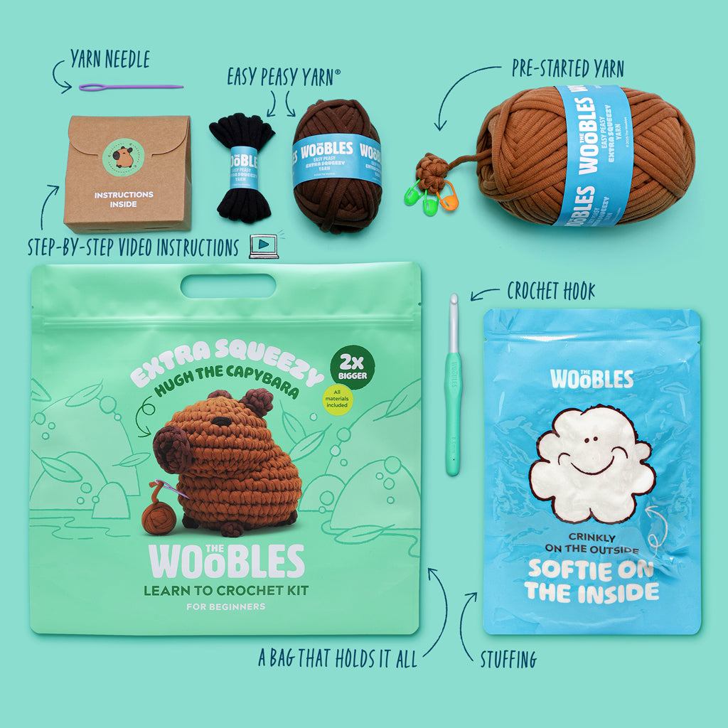 Kibakids - Hugh the Capybara Extra Squeezy Crochet Kit