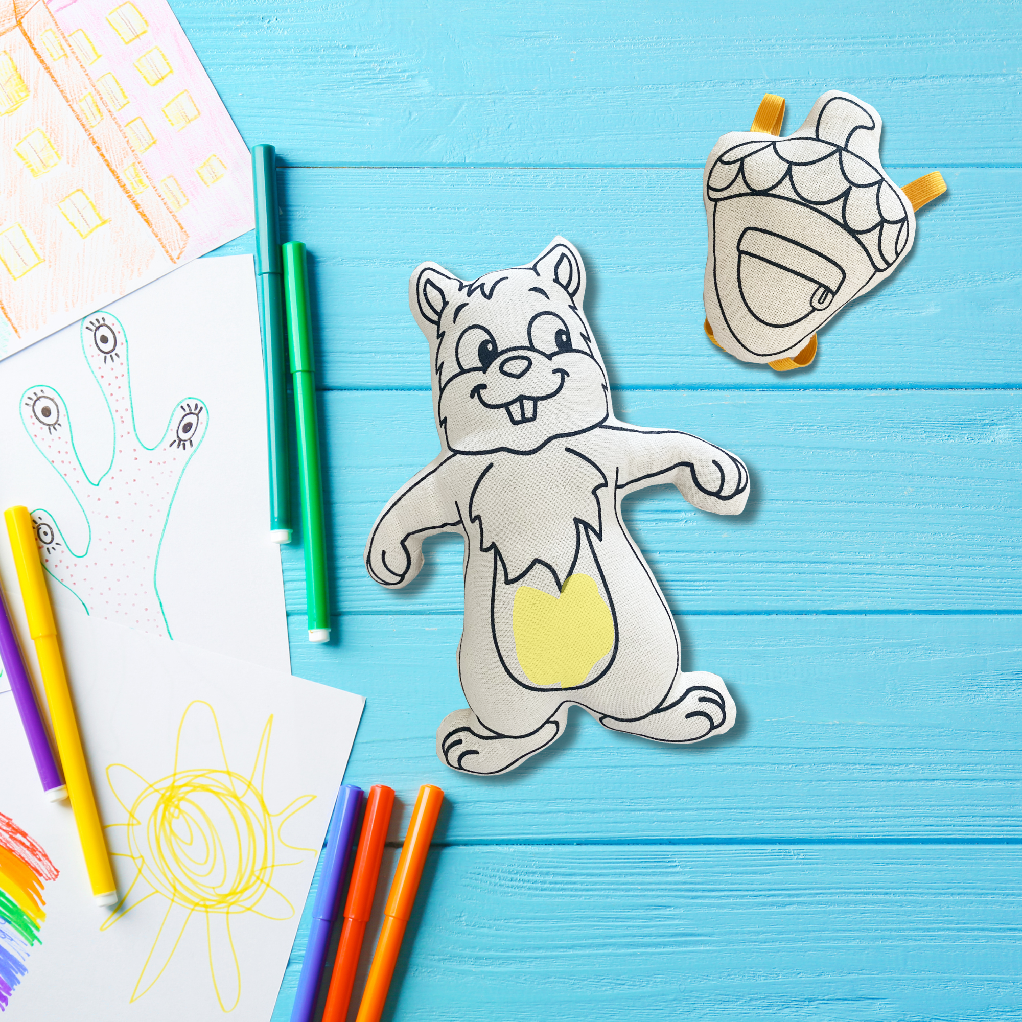Kiboo Kids - Kit de Coloriage Écureuil avec Sac à Dos Gland