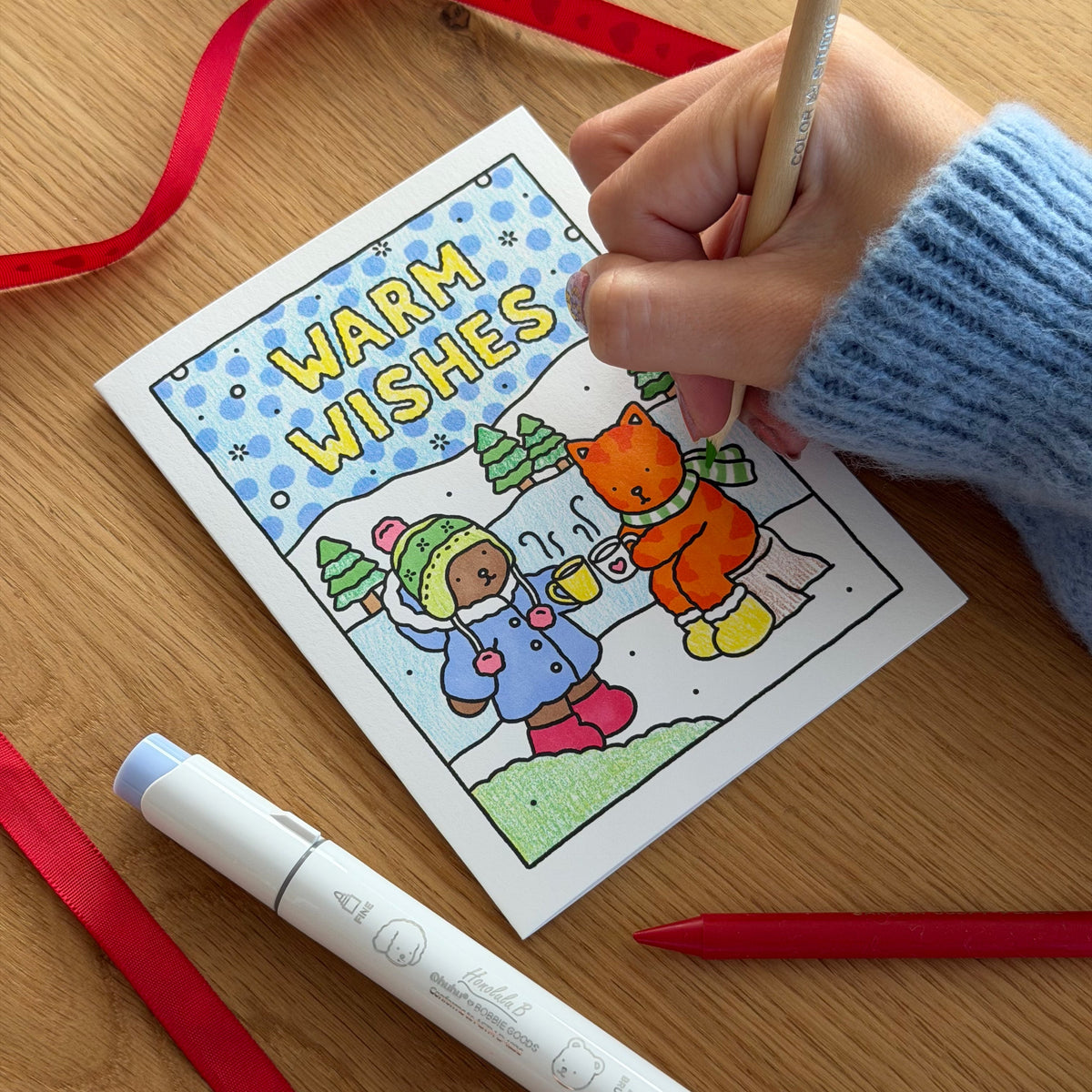Kibakids - Warm Wishes Coloring Card